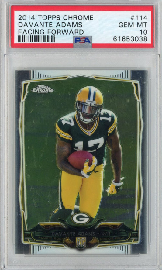 Graded 2014 Topps Chrome Davante Adams #114 Facing Forward Rookie RC Football Card PSA 10 Gem Mint