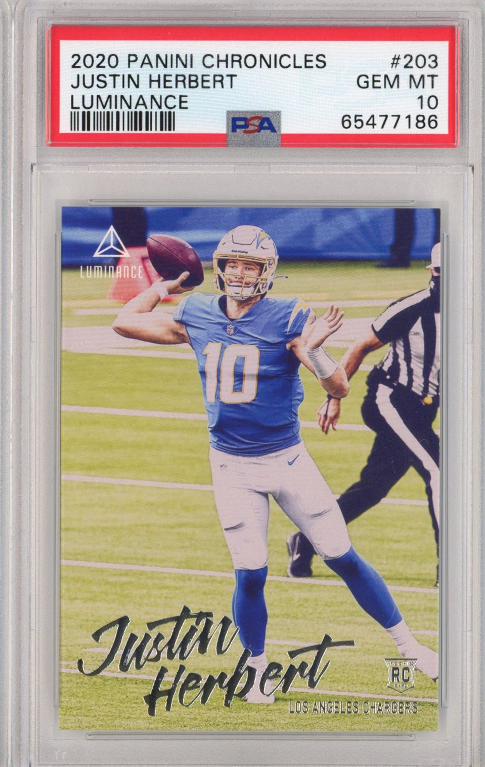 Graded 2020 Panini Chronicles Justin Herbert #203 Luminance Rookie RC Football Card PSA 10 Gem Mint - Golden Apple Comics