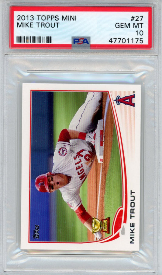 Graded 2013 Topps Mini Mike Trout #27 Sliding Rookie Cup RC Baseball Card PSA 10 Gem Mint