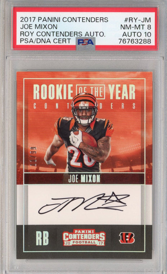 Graded 2017 Panini Contenders Joe Mixon #RY-JM ROY Rookie RC Football Card PSA 8 Auto 10