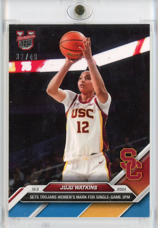 2024 Topps Bowman U Now JuJu Watkins #22 Blue #/49 USC Trojans Rookie RC Basketball Card