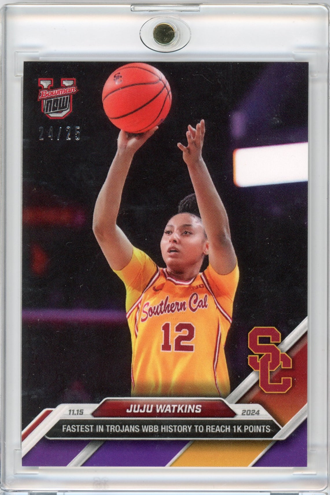2024 Topps Bowman U Now JuJu Watkins #11 Purple #/25 USC Trojans Rookie RC Basketball Card