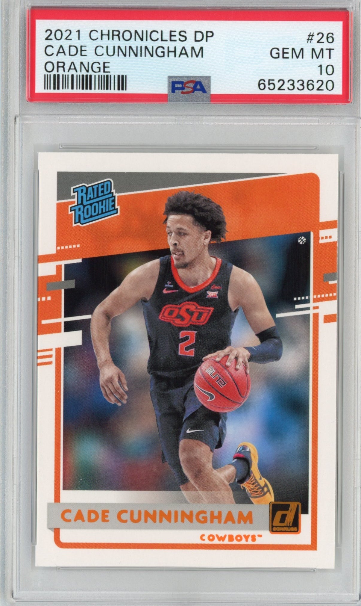 Graded 2021 Panini Chronicles Draft Picks Cade Cunningham #26 Orange Rookie RC Basketball Card PSA 10 Gem Mint