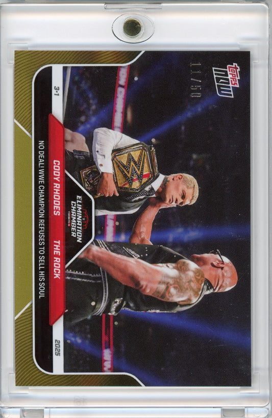 2025 Topps Now WWE Cody Rhodes/The Rock #26 Gold /50 No Deal! Wrestling Card