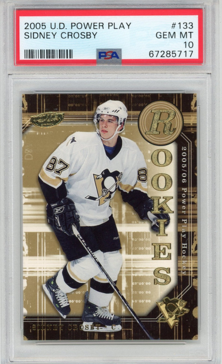 Graded 2005 Upper Deck Powerplay Sidney Crosby #133 Rookie RC Hockey Card PSA 10 Gem Mint