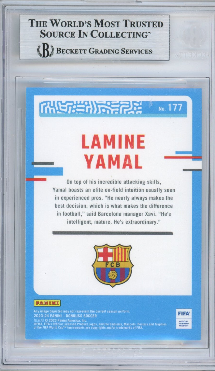Graded 2023-24 Panini Donruss Lamine Yamal #RR Rated Rookie Signed Rookie RC Soccer Card Beckett BAS BGS Auto Auth Authentic COA