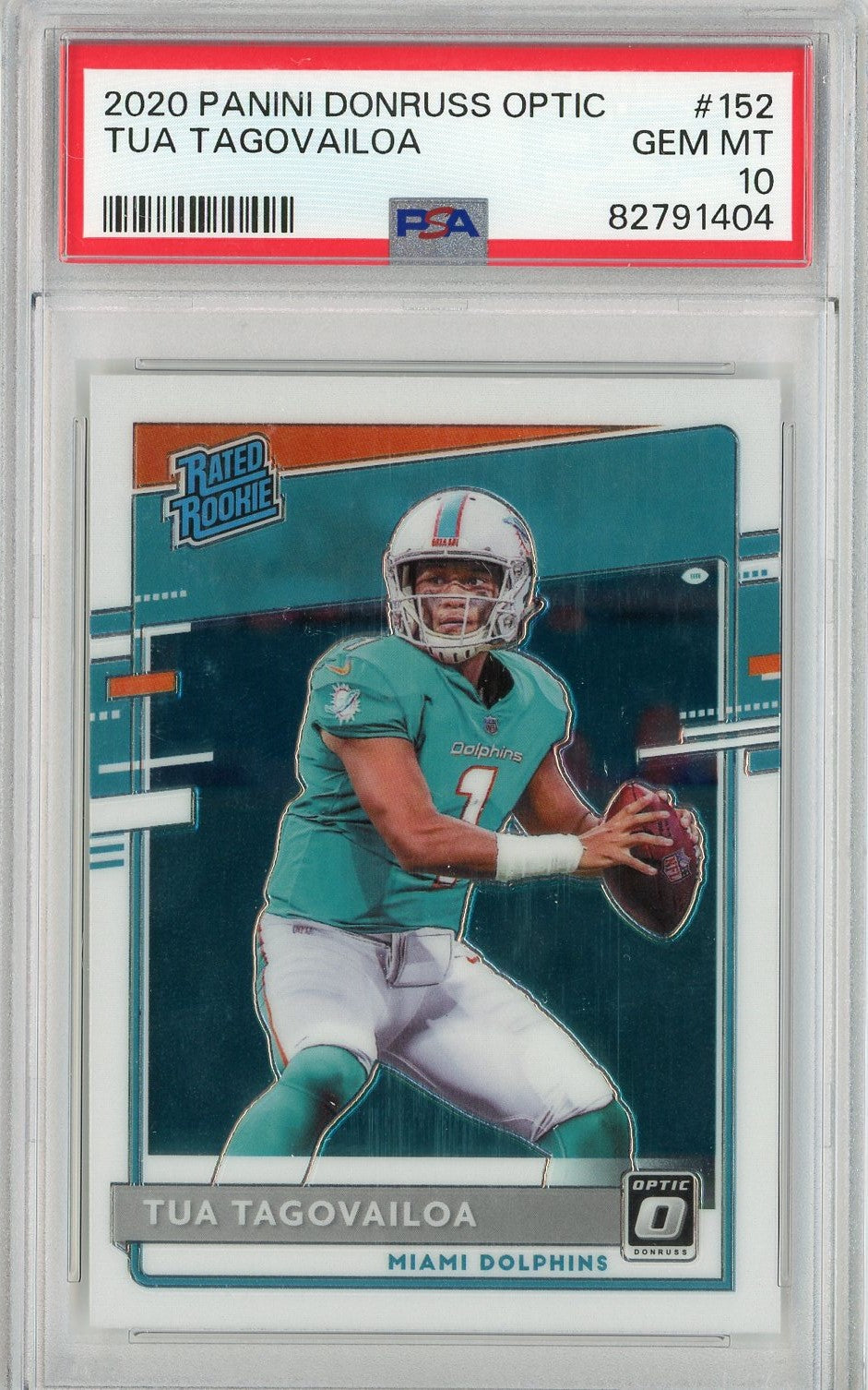 Graded 2020 Panini Donruss Optic Tua Tagovailoa #152 Rookie RC Football Card PSA 10 Gem Mint
