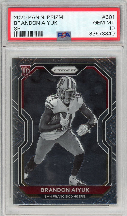 Graded 2020 Panini Prizm Brandon Aiyuk #301 SP Rookie RC Football Card PSA 10 Gem Mint