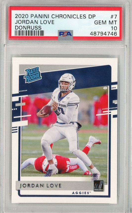 Graded 2020 Panini Chronicles DP Jordan Love #7 Donruss Rookie RC Football Card PSA 10 Gem Mint