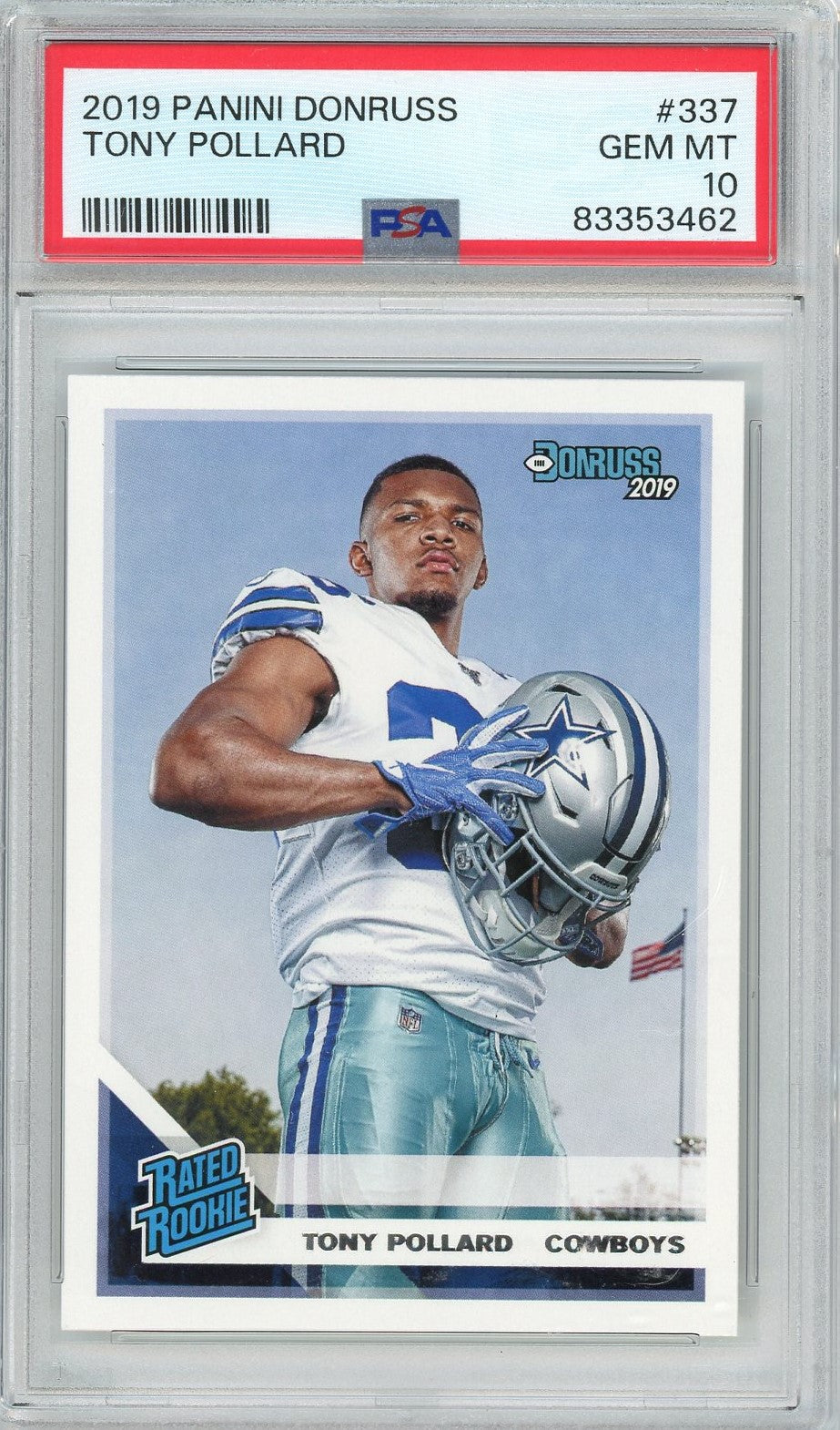 Graded 2019 Panini Donruss Tony Pollard #337 Rookie RC Football Card PSA 10 Gem Mint