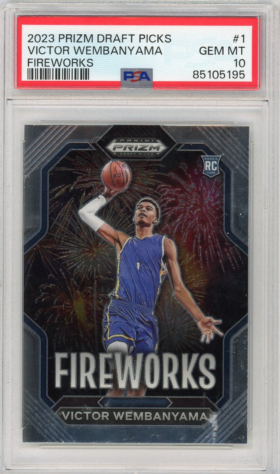 Graded 2023 Panini Prizm Draft Picks Victor Wembanyama #1 Fireworks Rookie RC Basketball Card PSA 10 Gem Mint - Golden Apple Comics