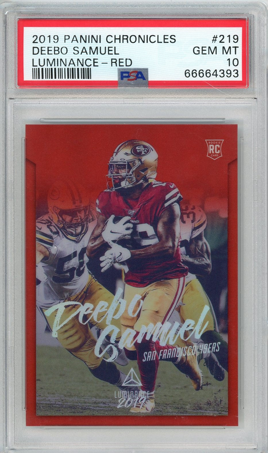 Graded 2019 Panini Chronicles Deebo Samuel #219 Luminance-Red #/99 Rookie RC Football Card PSA 10 Gem Mint - Golden Apple Comics