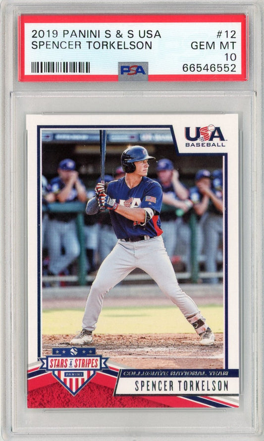 Graded 2019 Panini Stars & Stripes USA Spencer Torkelson #12 Rookie RC Baseball Card PSA 10 Gem Mint