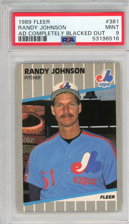 Graded 1989 Fleer Randy Johnson #381 Rookie RC Baseball Card PSA 9 Mint