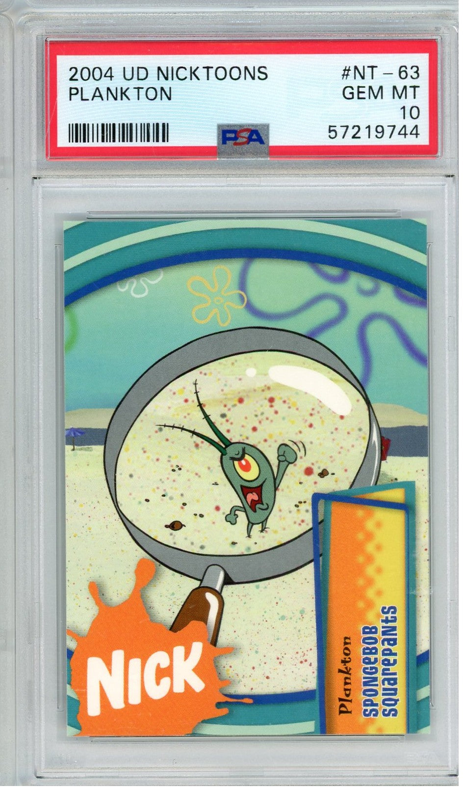 Graded 2004 UD Nicktoons Plankton #NT-63 Spongebob Squarepants Card PSA 10 Gem Mint