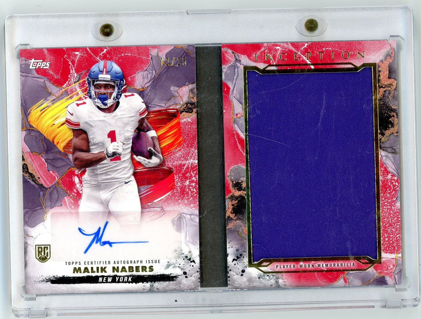 2024 Topps Inception Malik Nabers #ARBCMN Auto Book Relic Red /25 Rookie RC Football Card - Golden Apple Comics