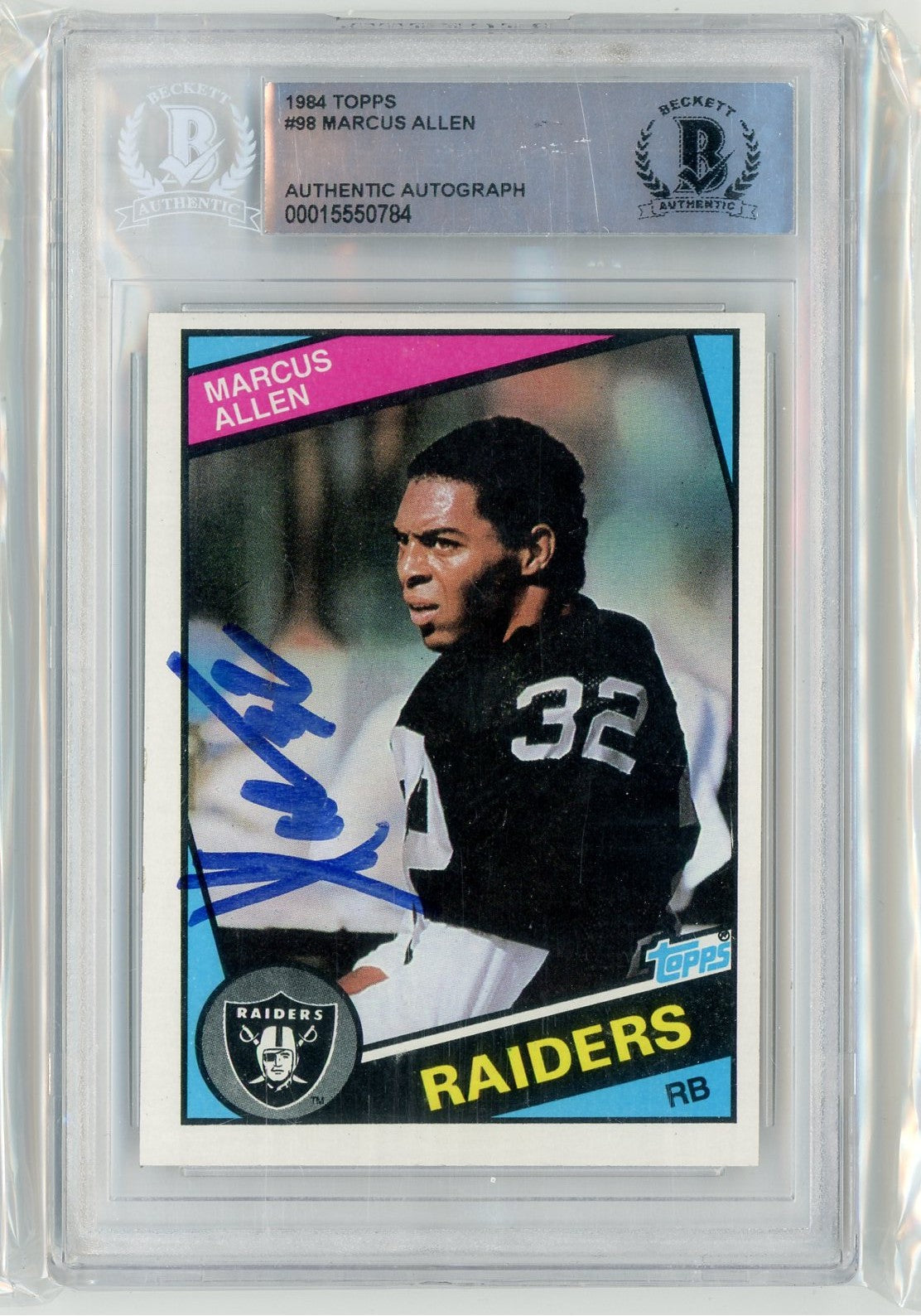 Graded 1984 Topps Marcus Allen #98 2nd Year Football Card BGS Authentic Autograph