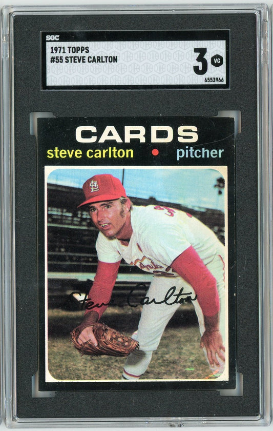 Graded 1971 Topps Steve Carlton #55 Baseball Card SGC 3 Very Good
