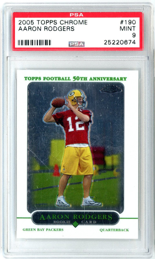 Graded 2005 Topps Chrome Aaron Rodgers #190 Rookie RC Football Card PSA 9 Mint