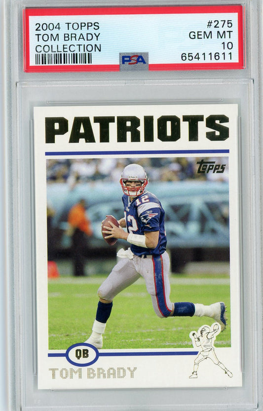 Graded 2004 Topps Collection Tom Brady #275 Football Card PSA 10 Gem Mint