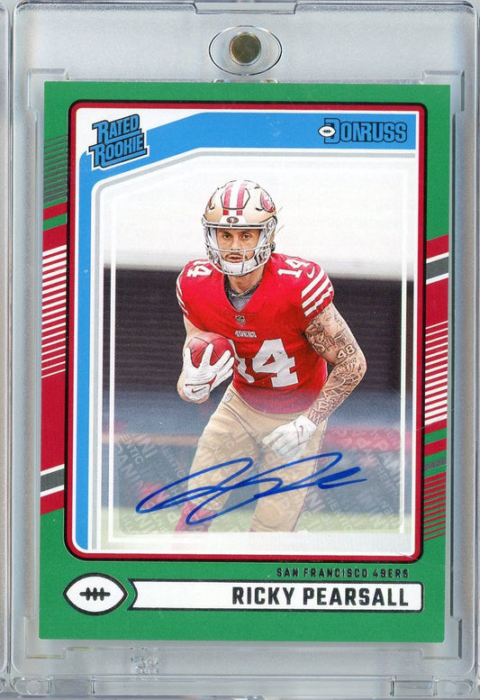 2024 Panini Donruss Ricky Pearsall #318 Green Parallel Auto Rookie RC Football Card
