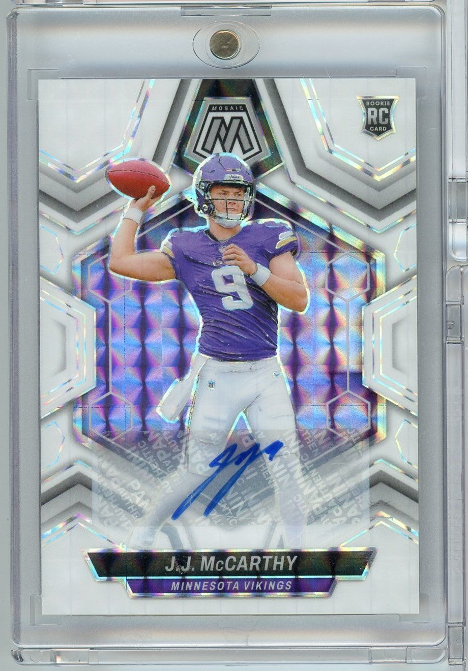 2024 Panini Mosaic White JJ McCarthy #310 /25 Auto Rookie RC Football Card