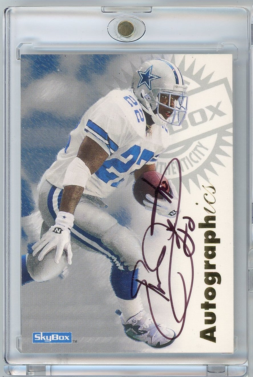 1997 Skybox Emmitt Smith Autographics On Card Auto Dallas Cowboys Football Card