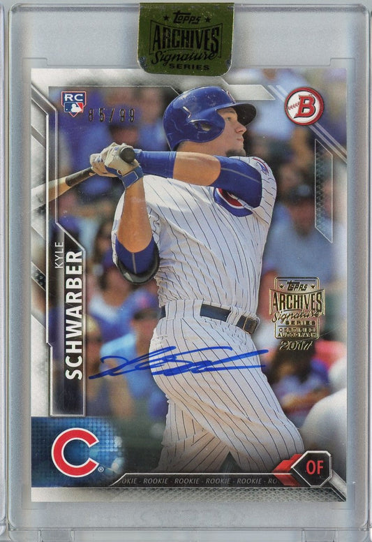 2017 Topps Archives 2016 Bowman Kyle Schwarber #122 /99 On Card Auto Rookie RC Baseball Card