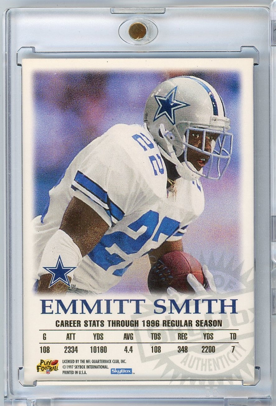 1997 Skybox Emmitt Smith Autographics On Card Auto Dallas Cowboys Football Card