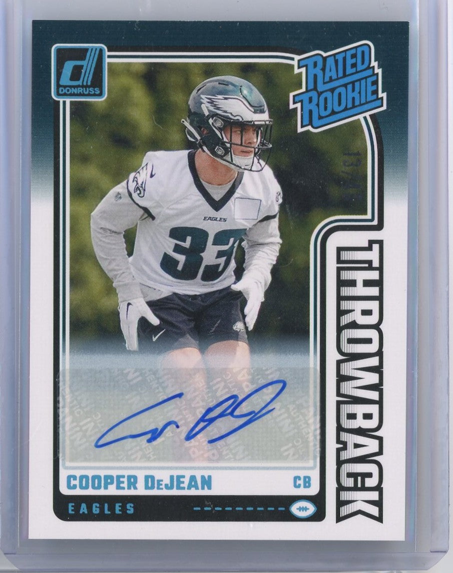 2024 Panini Donruss Throwback Cooper DeJean #47 /49 Auto Rookie RC Football Card