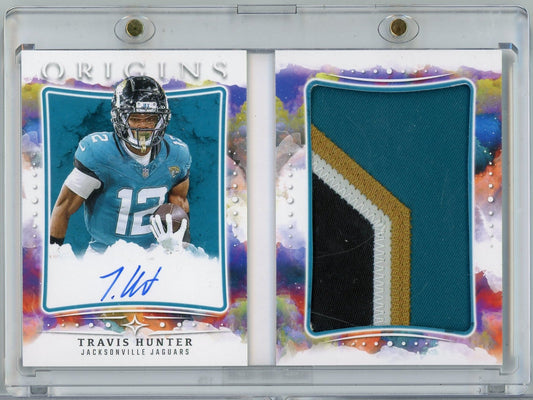 2025 Panini Origins Rookie Booklet Patch Autographs Travis Hunter #RBPA-THU /49 RPA Auto Rookie RC Football Card
