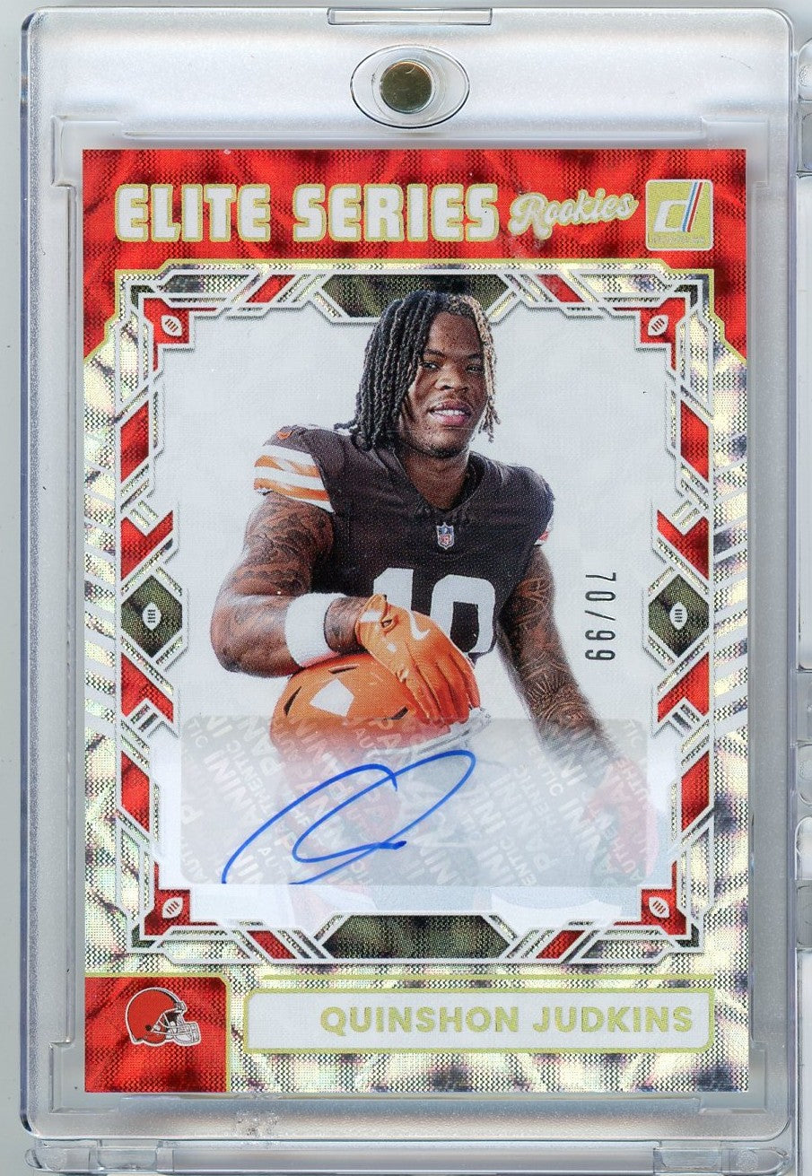 2025 Panini Donruss Quinshon Judkins #ESR-QJS Elite Series Rookies Auto /99 Cleveland Browns Rookie RC Football Card