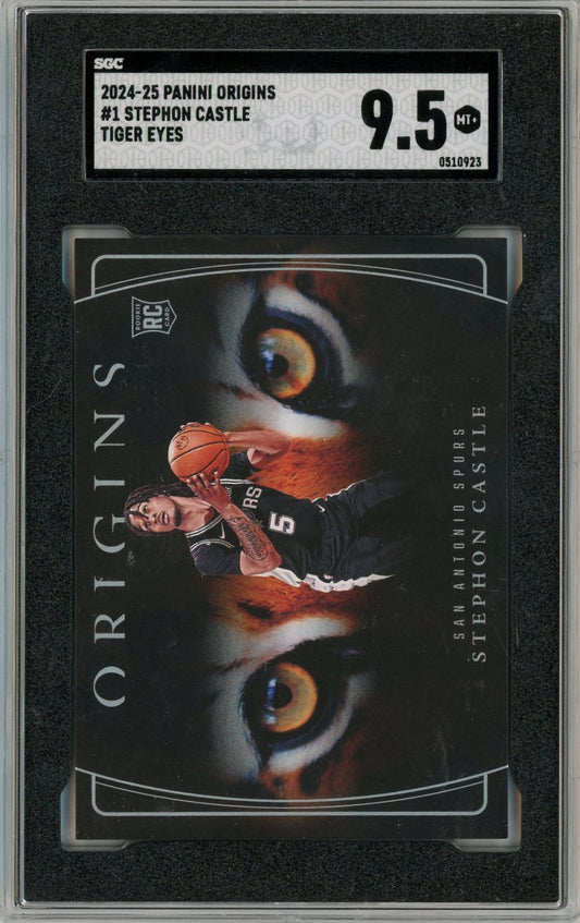 Graded 2024 Panini Origins Stephon Castle #1 Tiger Eyes Case Hit Rookie RC Basketball Card SGC 9.5