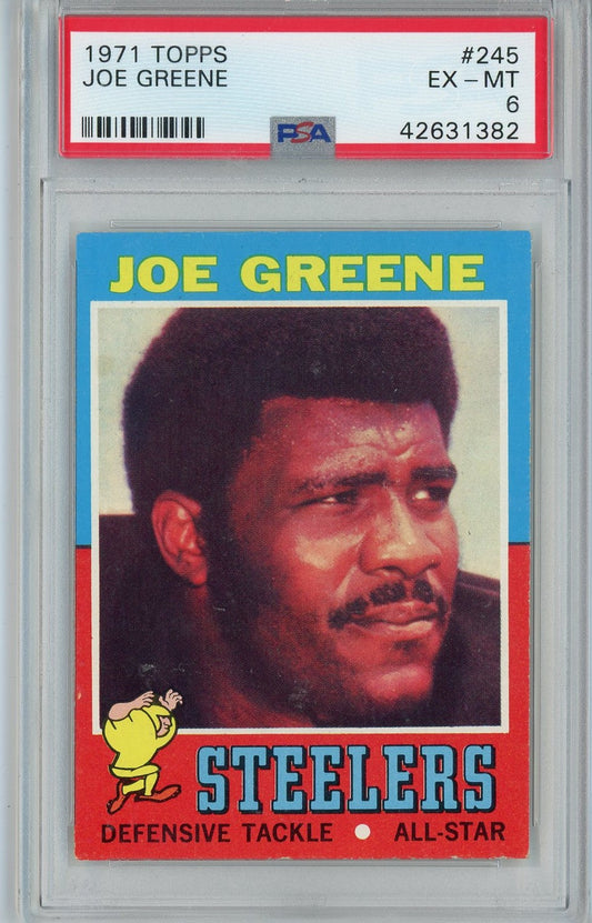 Graded 1971 Topps Joe Greene #STEELERS Rookie RC Football Card PSA 6 EX-MT