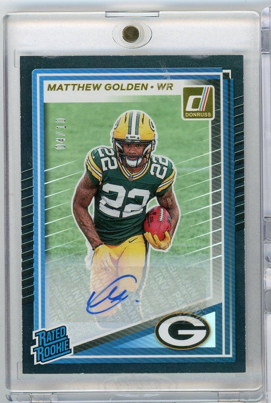 2025 Panini Donruss Matthew Golden #311 Auto /10 Green Bay Packers Rookie RC Football Card