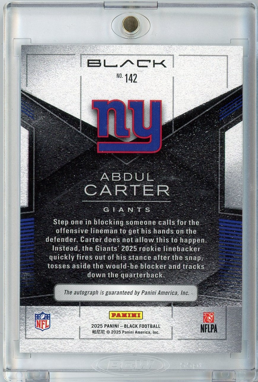 2025 Panini Black FOTL Abdul Carter #142 /25 Citrine Auto Rookie RC Football Card
