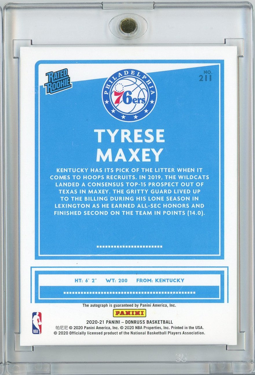 2020 Panini Donruss Tyrese Maxey #211 Signature Choice Autograph Rookie RC Basketball Card