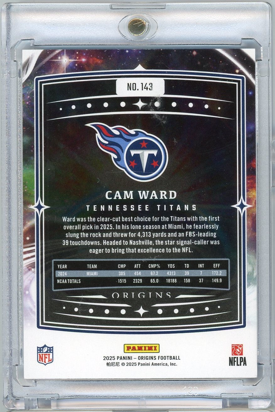 2025 Panini Origins Blue Cam Ward #143 /99 Rookie RC Football Card