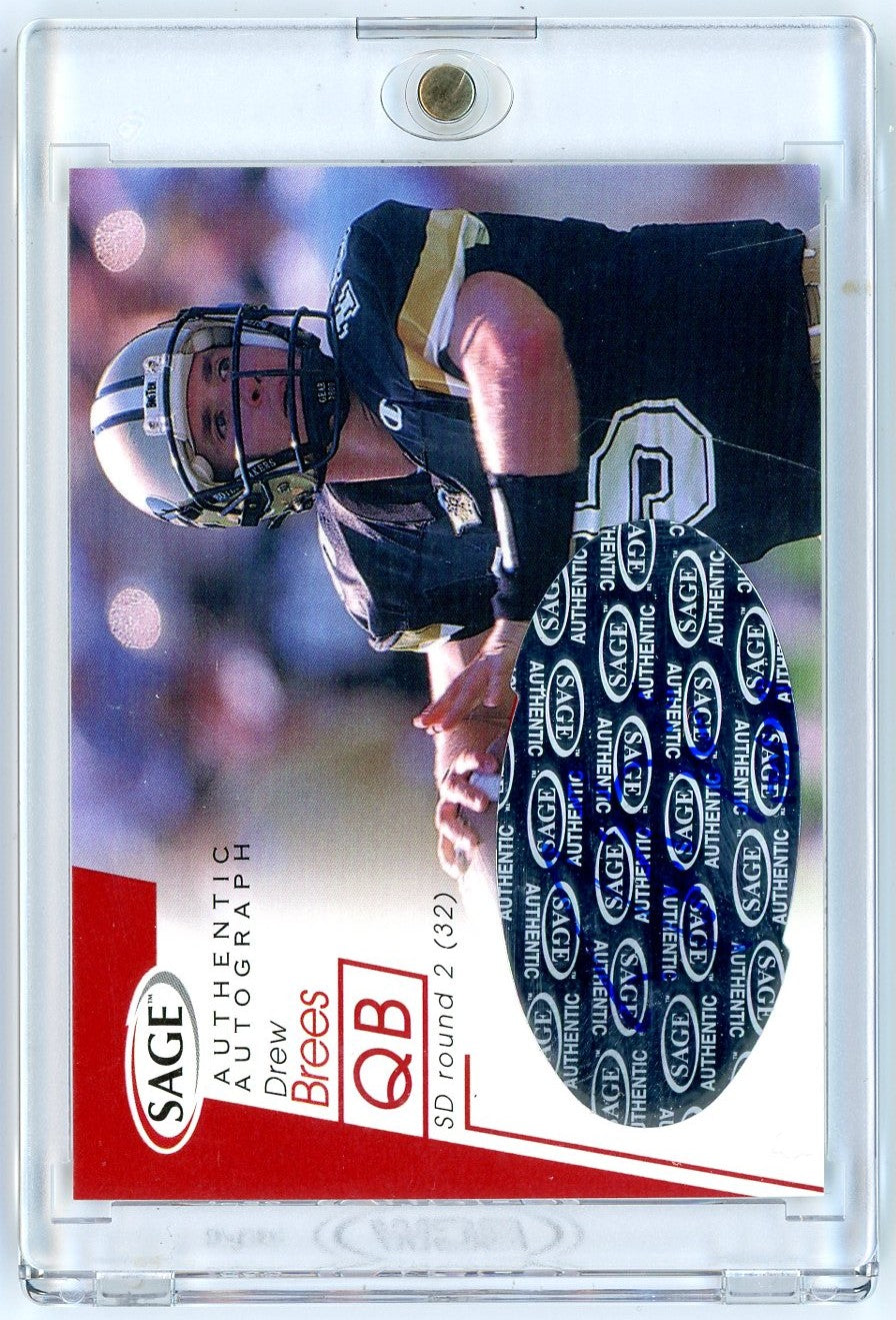 2001 Sage SA-GE Authentic Autographs Drew Brees #A8 /749 Rookie RC Football Card - Golden Apple Comics