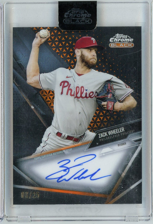 2021 Topps Chrome Black Zack Wheeler #CBAZW /25 Orange Auto Philadelphia Phillies Baseball Card - Golden Apple Comics