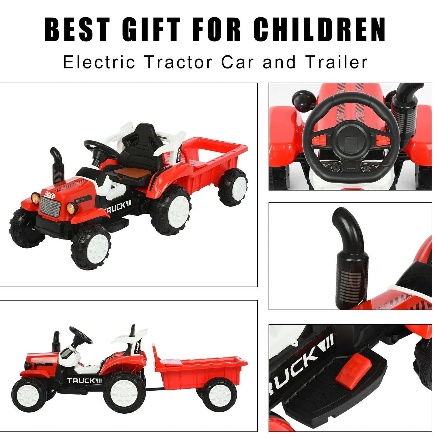 Fun and Functional Children's Electric Tractor Scooter with Detachable Trailer - Perfect for Playtime!