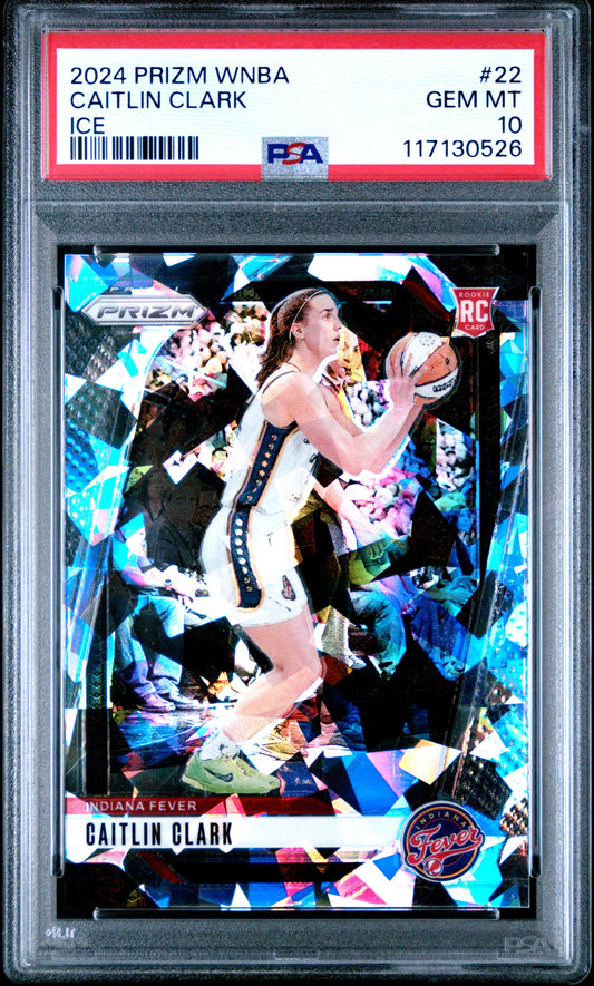 Graded 2024 Panini Prizm Caitlin Clark #22 Ice Rookie RC Basketball Card PSA 10 Gem Mint