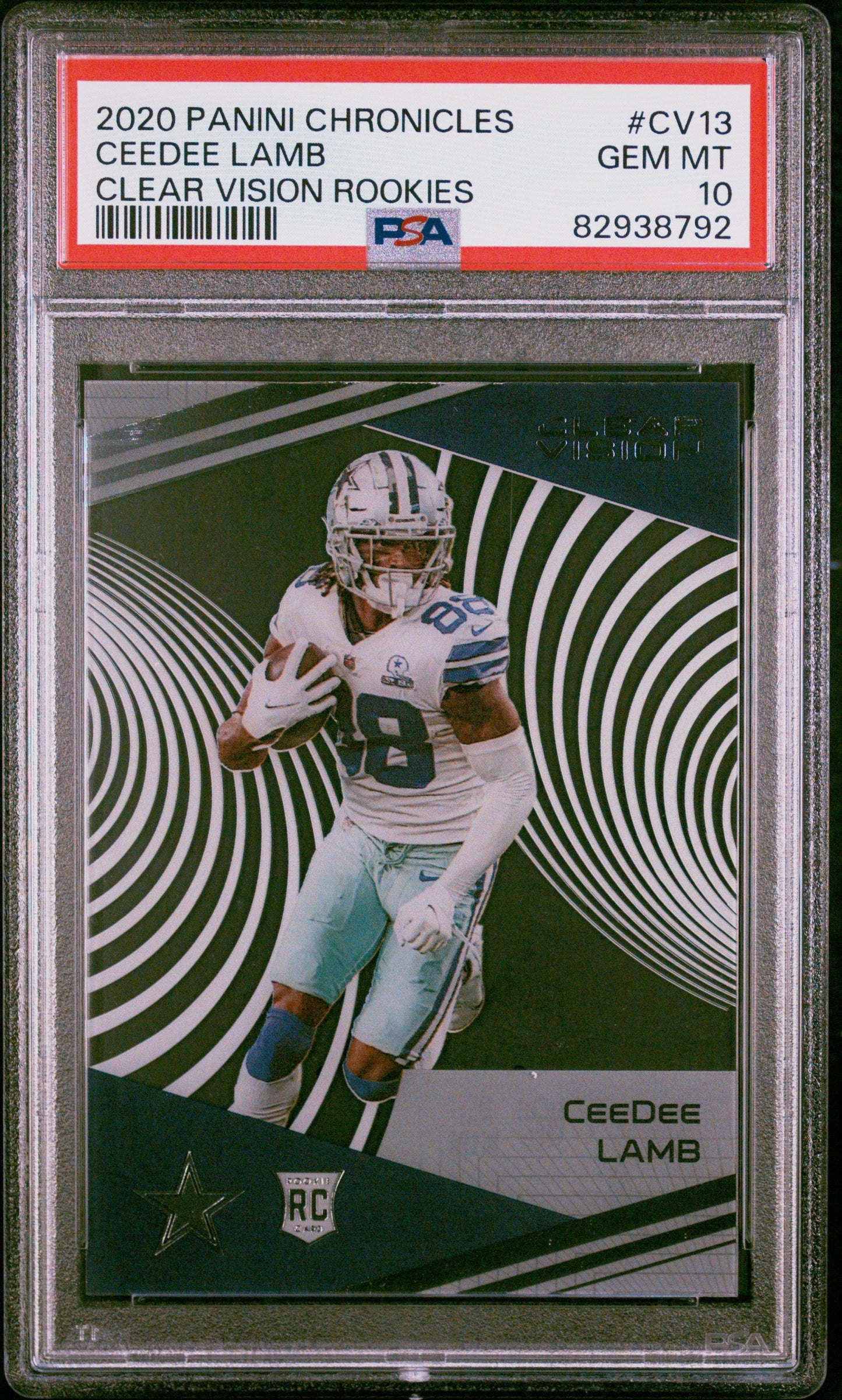 Graded 2020 Panini Chronicles CeeDee Lamb #CV13 Clear Vision Rookies Rookie RC Football Card PSA 10 Gem Mint