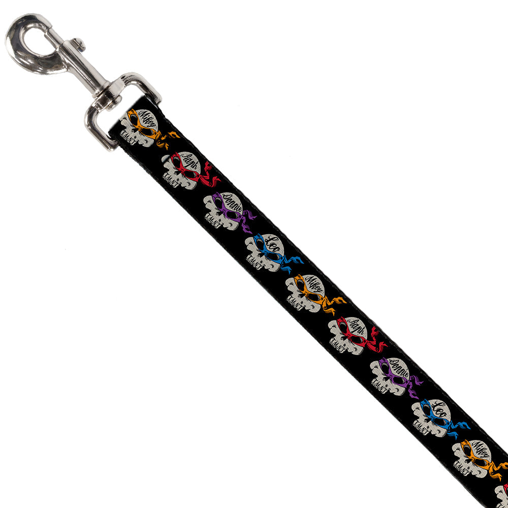 Dog Leash - TMNT 4-Turtle Road Rebel Skulls Black