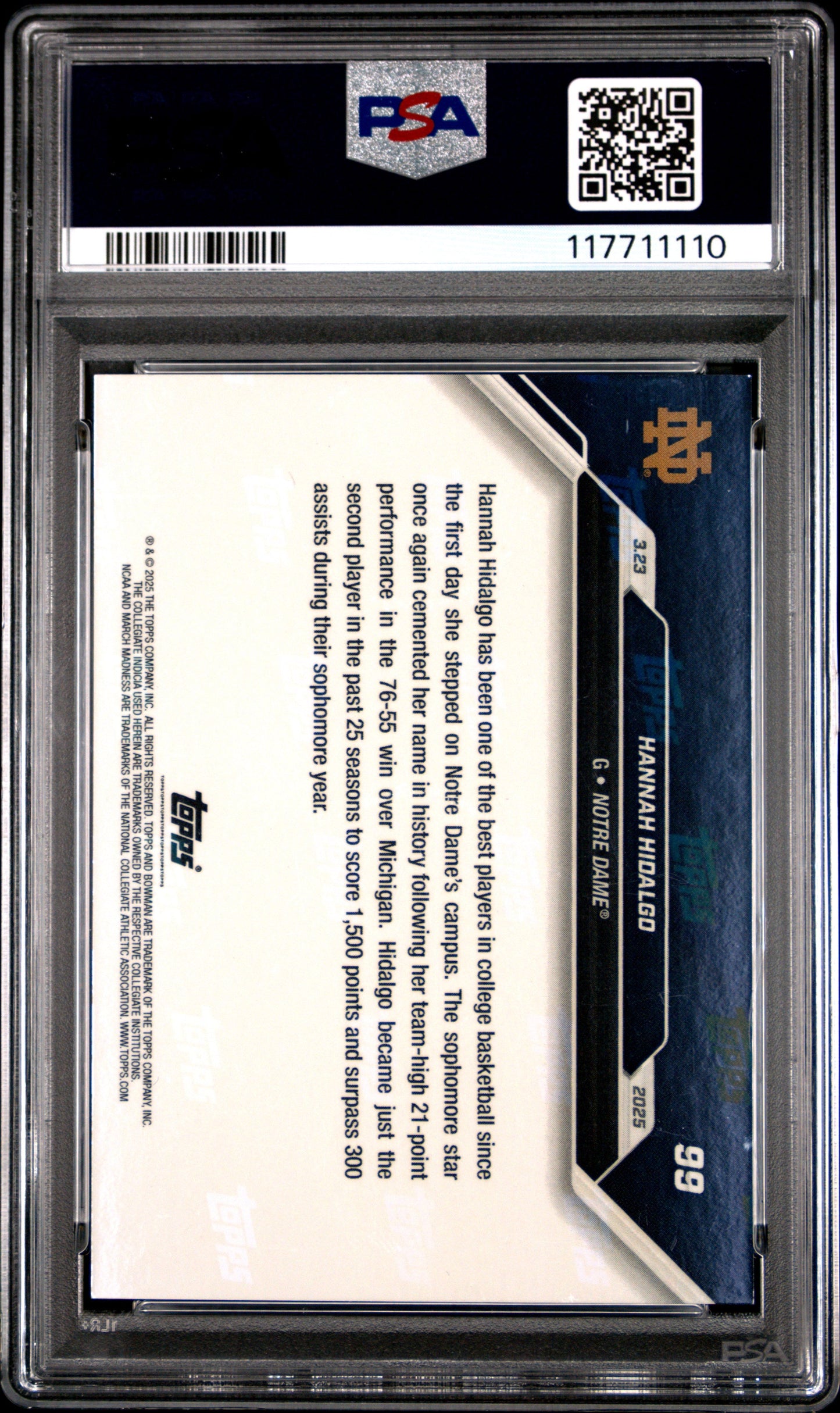 Graded 2024 Topps Bowman U Now Hannah Hidalgo #99 Purple /25 Rookie RC Basketball Card PSA 10 Gem Mint