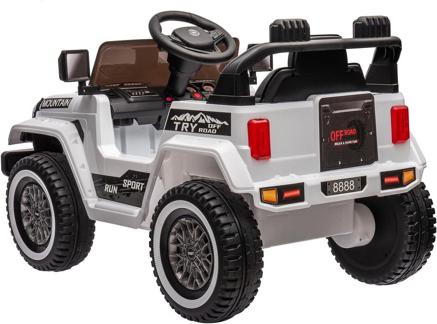 Kids Electric Ride On Jeep Toy Car with Remote Control and Music - 12V, 3 Speeds, White