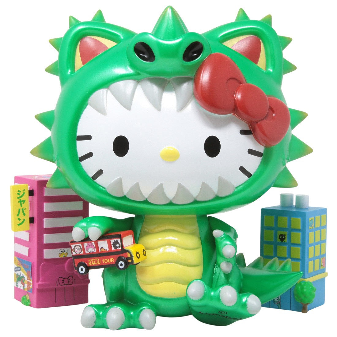 KIDROBOT x SANRIO HELLO KITTY KAIJU COSPLAY METALLIC GREEN 8" VINYL FIGURE