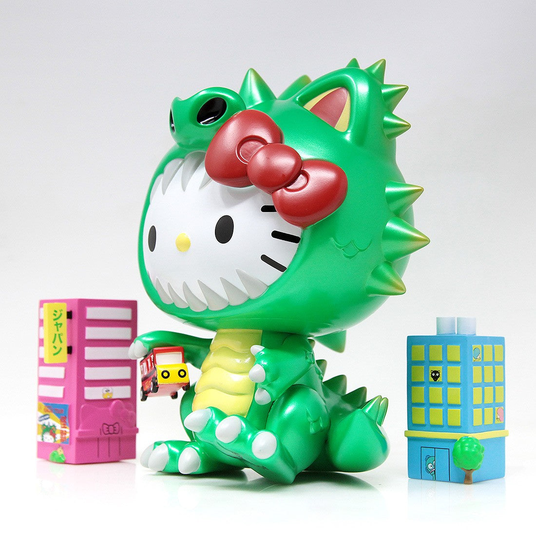 KIDROBOT x SANRIO HELLO KITTY KAIJU COSPLAY METALLIC GREEN 8" VINYL FIGURE