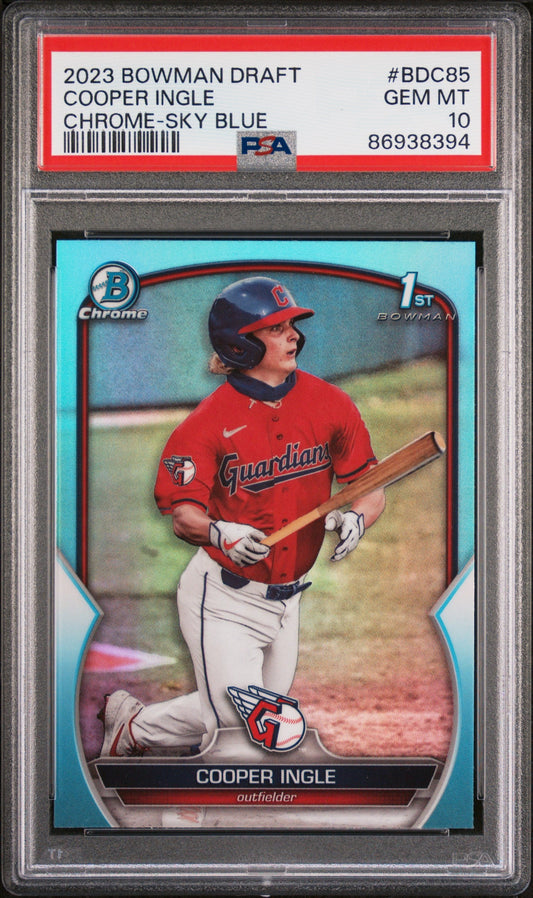 Graded 2023 Topps Bowman Draft Cooper Ingle #BDC85 Chrome Sky Blue Rookie RC Baseball Card PSA 10 Gem Mint