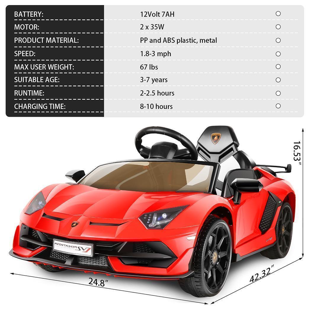 Electric Lamborghini Sian Ride-On Car for Kids with Remote Control, MP3, AUX, and USB Connectivity